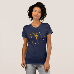 T-shirt Drapeau d'état Indiana Gold Torch & Stars Femmes