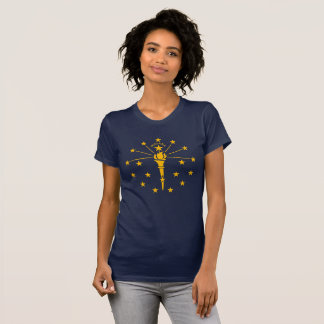 T-shirt Drapeau d'état Indiana Gold Torch & Stars Femmes