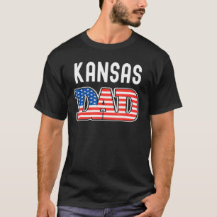 T-shirt Drapeau d'État Mens Kansas Papa USA États-Unis