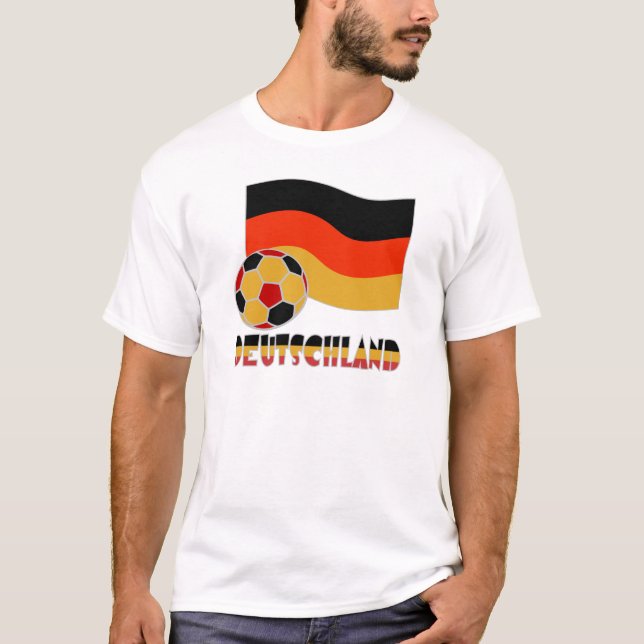 T-shirt Drapeau Deutschland et frontière gris balle de foo (Devant)