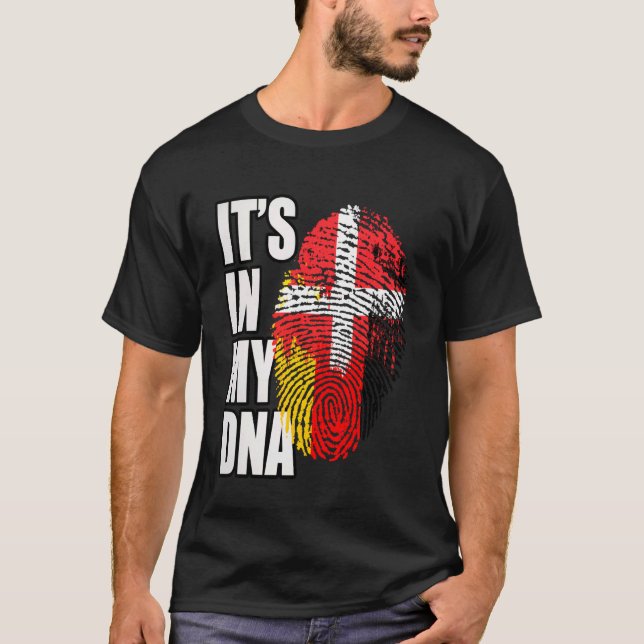T-shirt Drapeau d'héritage ADN allemand et danois (Devant)