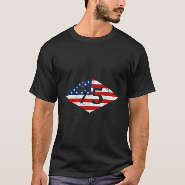 T-shirt Drapeau Diamant De L'Armée De Ranger Us 75E Ranger (Devant)
