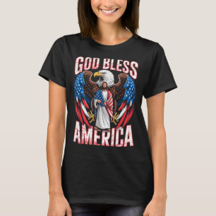 T-shirt Drapeau Dieu Bénisse l'Amérique Jésus Chrétien Aig