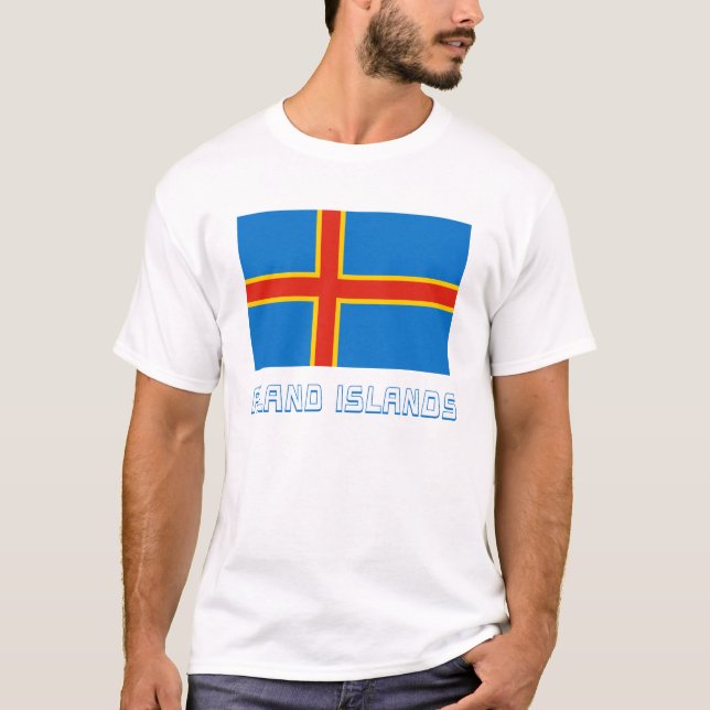 T-shirt Drapeau d'îles d'Aland avec le nom (Devant)