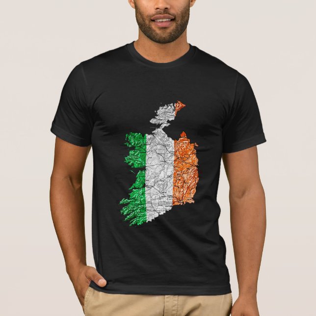 T-Shirt Drapeau d'Irlande Carte de Couleur (Devant)