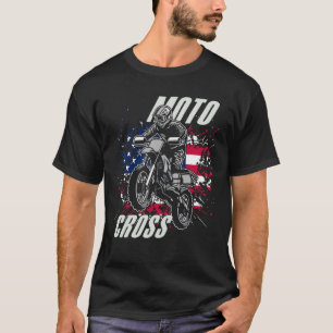 T-shirt Drapeau Dirtbike Motocross Mx