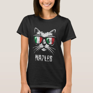 T-shirt Drapeau d'Italie Chat Drôle Vintage Naples