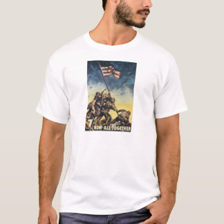 T-shirt Drapeau d'Iwo Jima soulevant le cru de graphique
