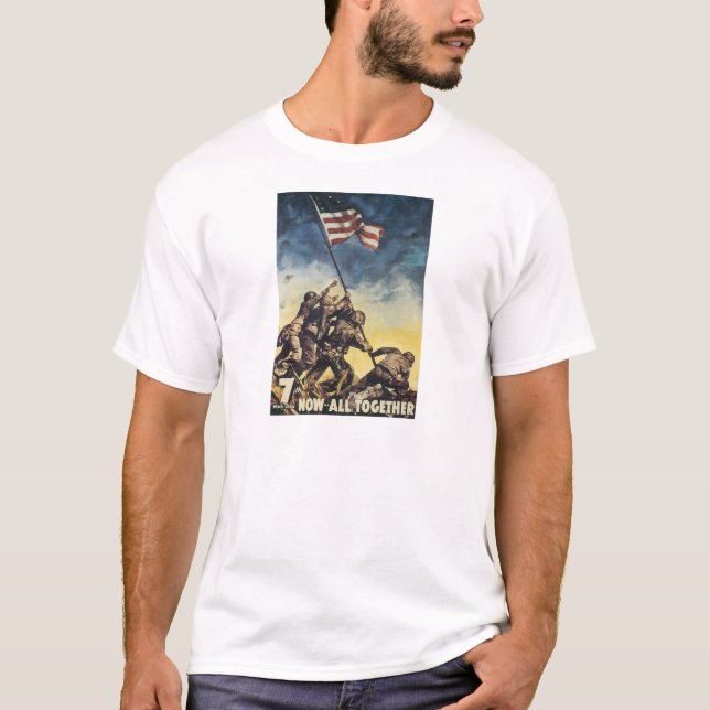 T-shirt Drapeau d'Iwo Jima soulevant le cru de graphique (Devant)