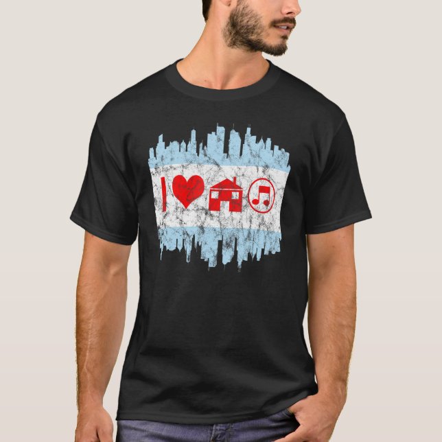 T-shirt Drapeau Dj de Chicago House Music (Devant)