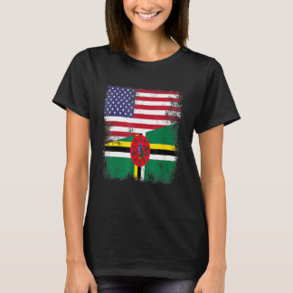 T-shirt Drapeau dominicain à moitié Vintage Dominica État