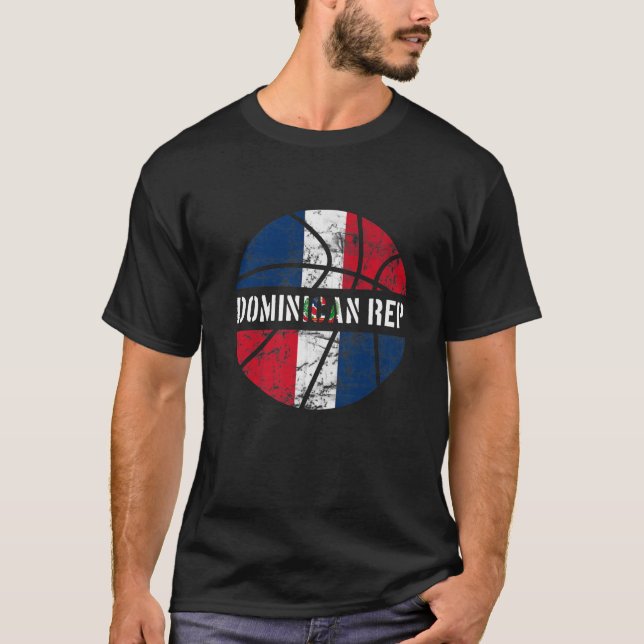 T-shirt Drapeau Dominicain Basket Dominicain Équipe Fan Lo (Devant)