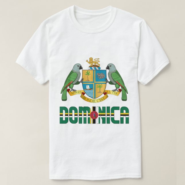 T-shirt Drapeau Dominique et blason Patriotique (Design devant)