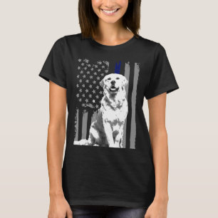T-shirt Drapeau Doré Américain Léger Ligne Bleue Usa