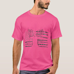 T-shirt Drapeau Drapeau Buck Elk Chasse Américaine