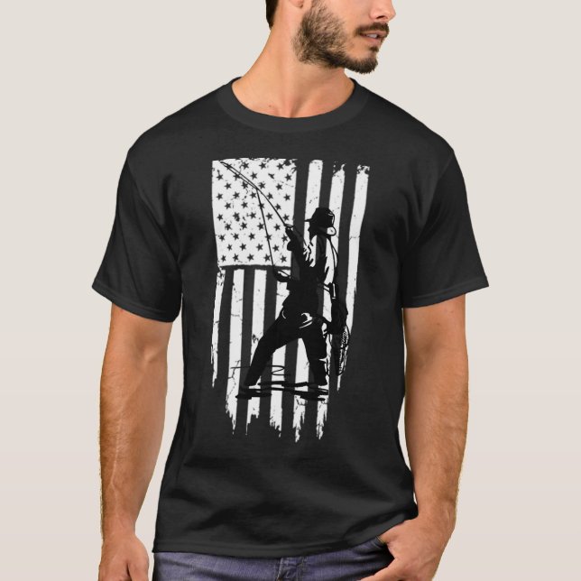 T-shirt Drapeau drôle d'homme de pêche (Devant)