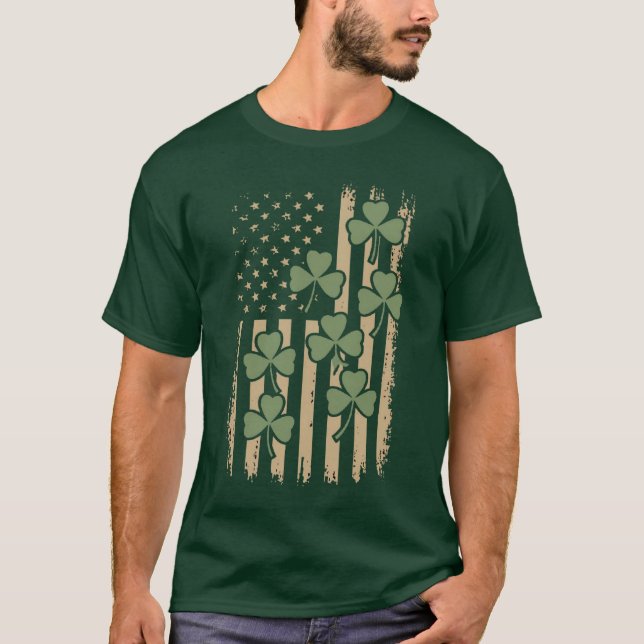 T-shirt Drapeau drôle irlandais-américain (Devant)