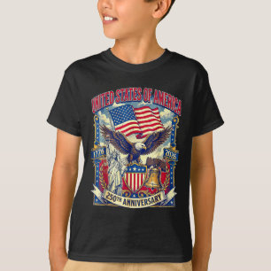 T-shirt Drapeau du 250e anniversaire de l'Amérique Aigle L
