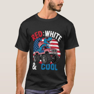 T-shirt Drapeau du 4 juillet camion monstre dinosaure garç