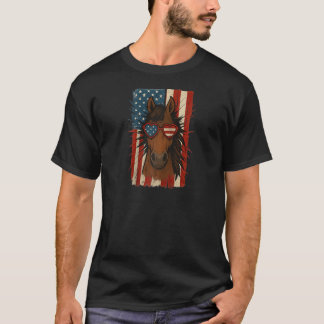 T-shirt Drapeau du 4 juillet Cheval Patriotique USA Drapea