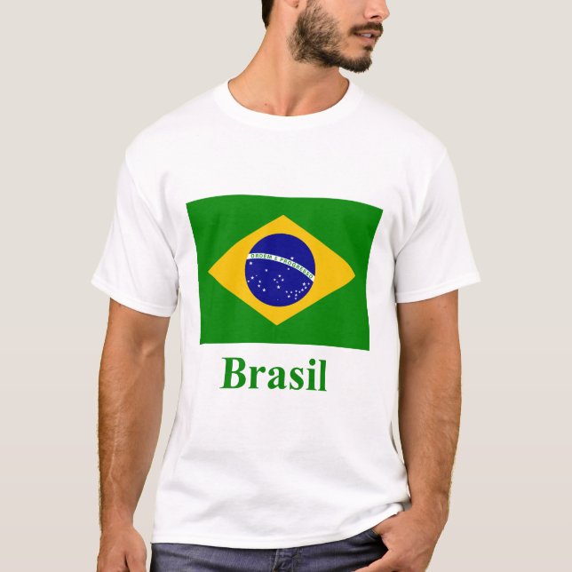 T-shirt Drapeau du Brésil avec le nom dans le Portugais (Devant)