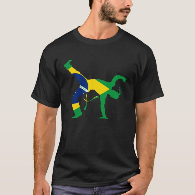 T-shirt Drapeau du Brésil de Capoeira Bencao (Devant)