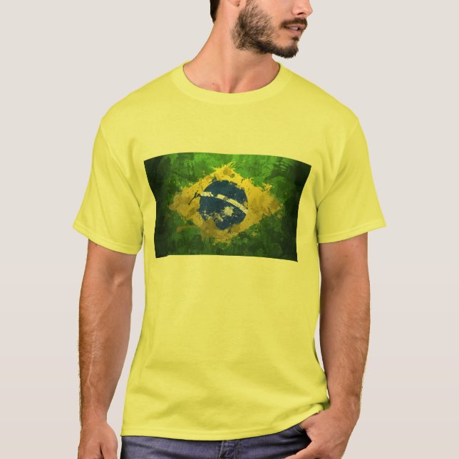 T-SHIRT DRAPEAU DU BRÉSIL PEINT (Devant)