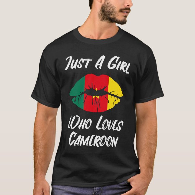 T-shirt Drapeau du Cameroun Amour Bouche Lèvres (Devant)
