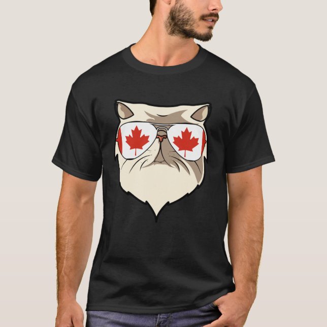 T-shirt Drapeau du Canada Chat Persan Canadien Lunettes de (Devant)