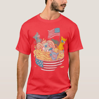 T-shirt Drapeau du chat Ramen Drapeau patriotique Otaku