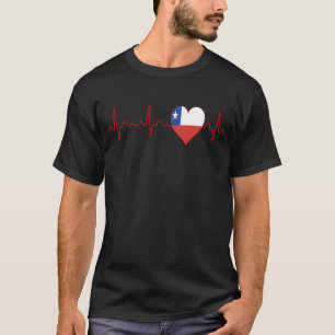 T-shirt Drapeau du Chili Battement de coeur EKG Patriotiqu