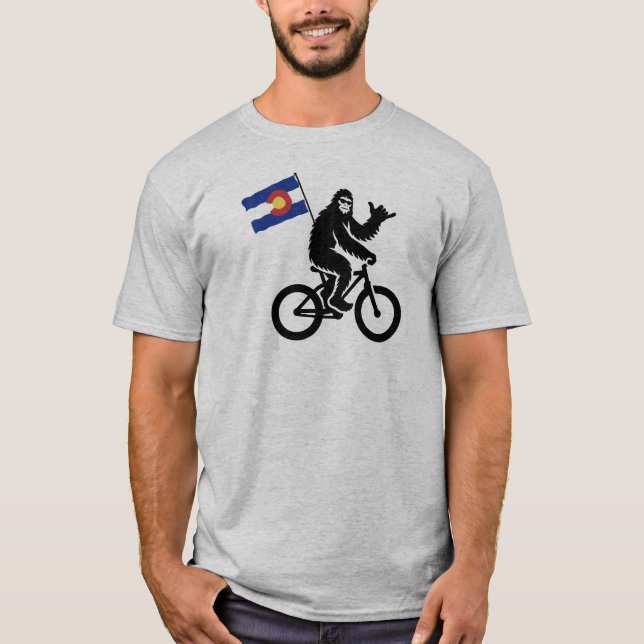 T-shirt Drapeau du Colorado à vélo Bigfoot (Devant)