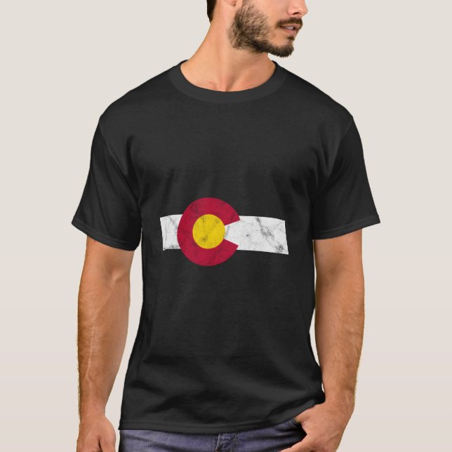 T-shirt Drapeau du Colorado en détresse (Devant)