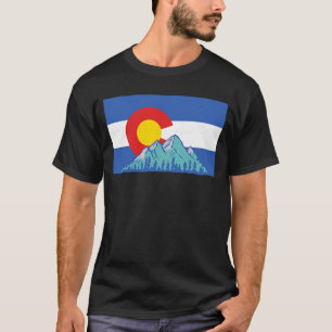 T-shirt Drapeau du Colorado et détresse Vintage des Rocheu