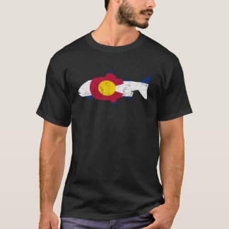 T-shirt Drapeau du Colorado Pêche Vintage truite