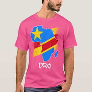 T-shirt Drapeau Du Congo En Afrique Carte Love Rdc Drc Rep