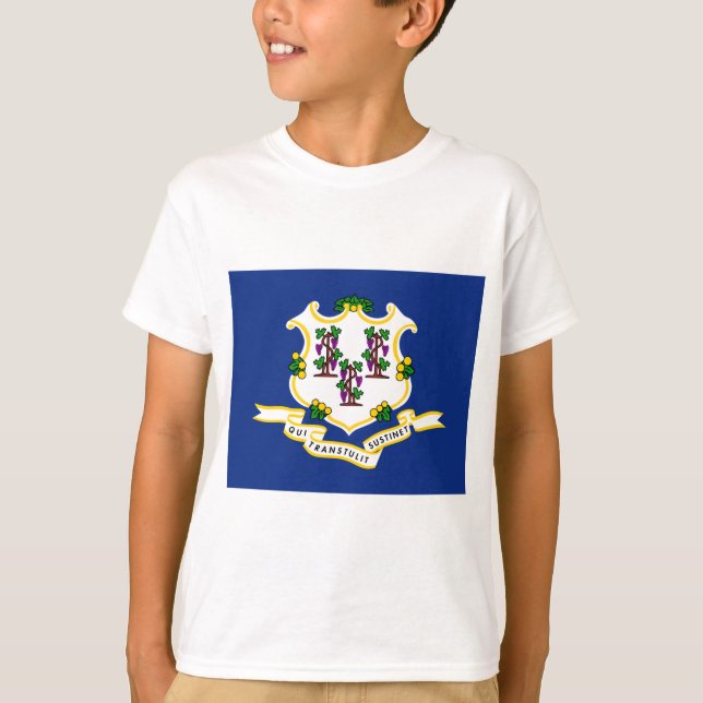 T-shirt Drapeau du Connecticut (État des États-Unis) (Devant)