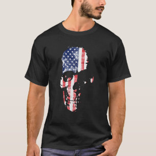 T-shirt Drapeau du crâne américain Militaire Patriotique V