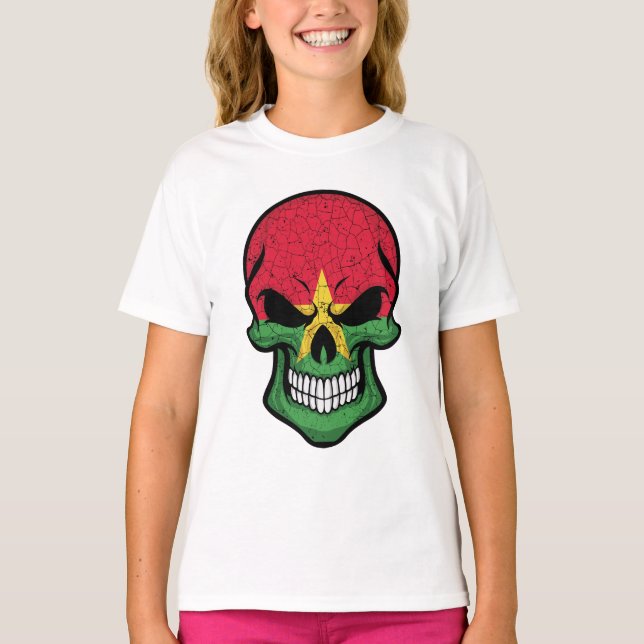 T-shirt Drapeau du crâne souriant du Burkina Faso (Devant)