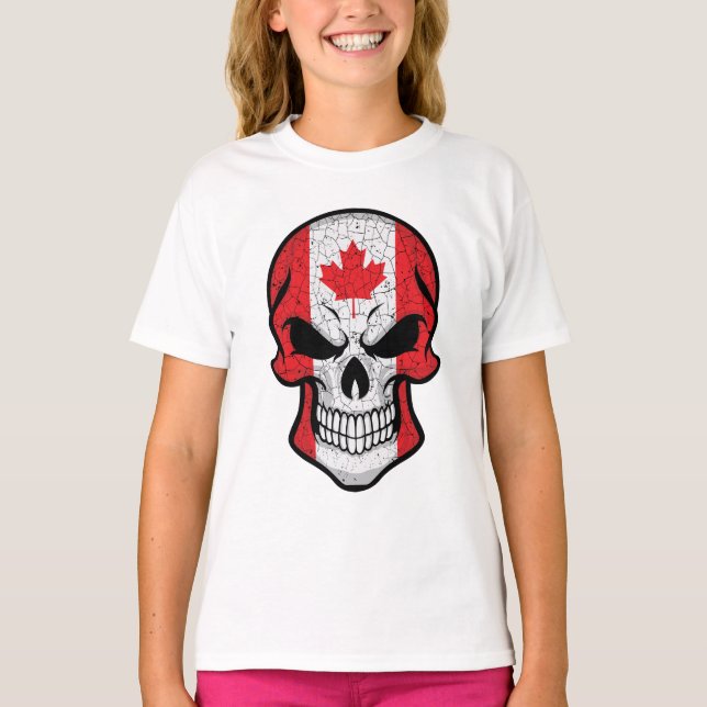 T-shirt Drapeau du crâne souriant du Canada (Devant)