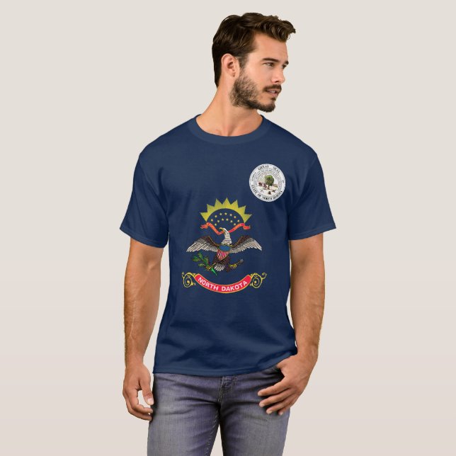 T-shirt Drapeau du Dakota du Nord (Devant entier)
