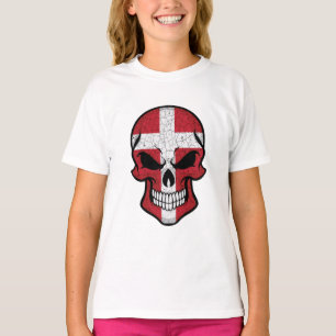 T-shirt Drapeau du Danemark à crâne souriant