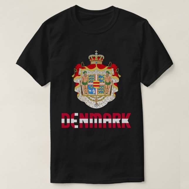 T-shirt Drapeau du Danemark et blason patriotique (Design devant)