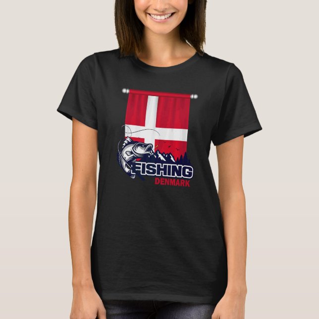 T-shirt Drapeau du Danemark  Pêche au Danemark (Devant)