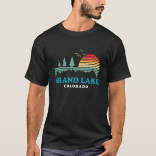 T-shirt Drapeau du Grand Lac Colorado Montagne Vintage Ret