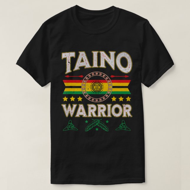 T-shirt Drapeau du guerrier de Taino Amérindien Arawak Bor (Design devant)