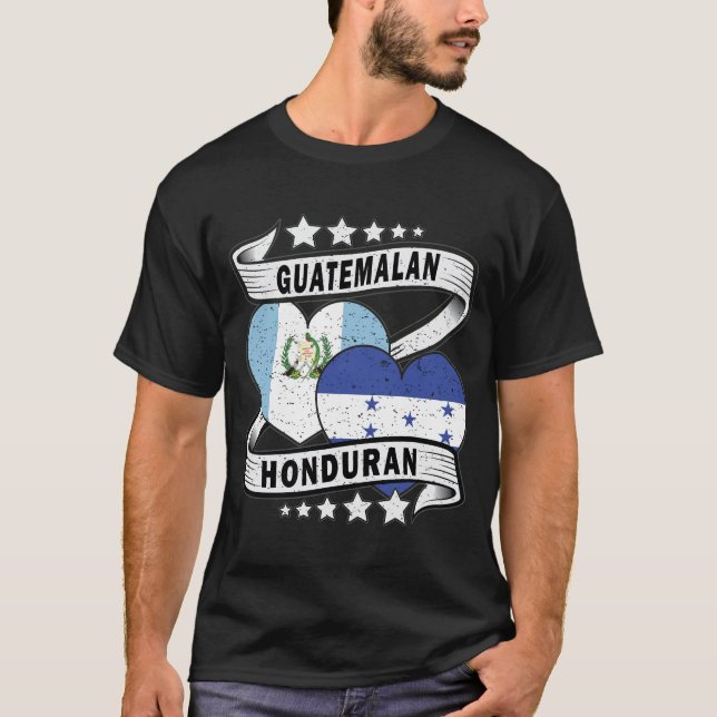 T-shirt Drapeau Du Honduras Et Du Guatemala (Devant)