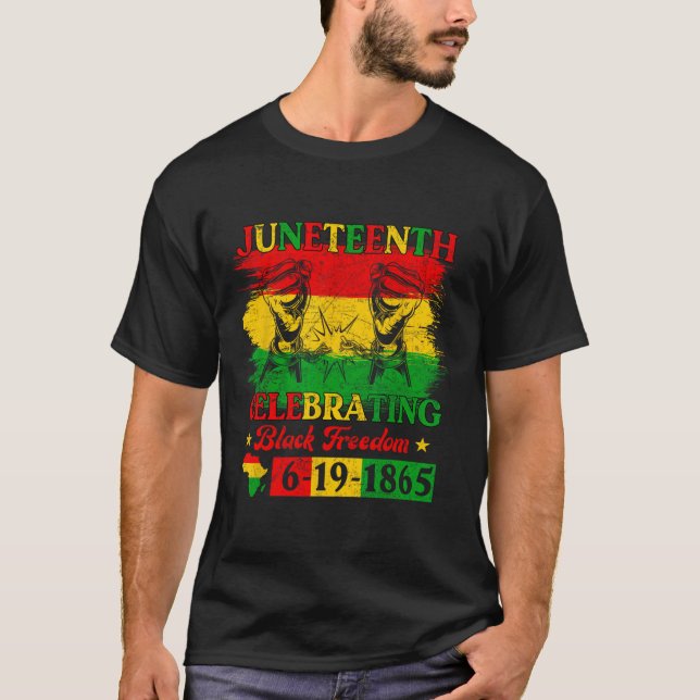 T-shirt Drapeau du Juneteenth célébrant la liberté noire J (Devant)