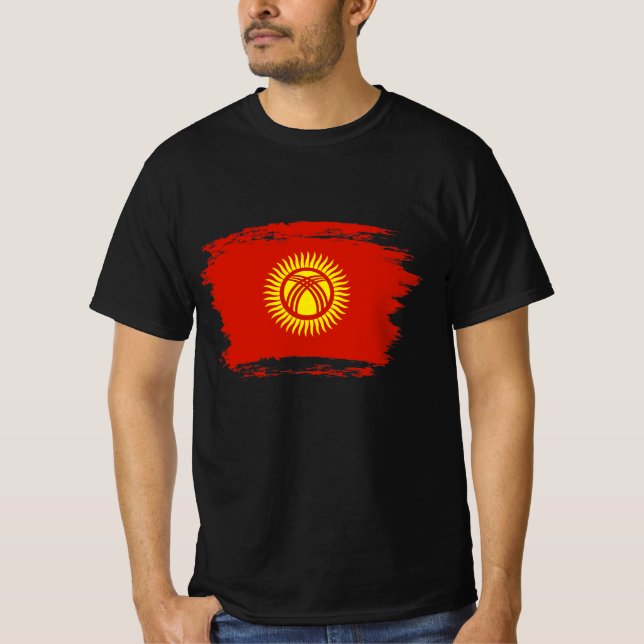 T-shirt Drapeau du Kirghizistan (Devant)