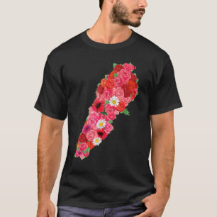 T-shirt Drapeau du Liban Fleur Carte Beyrouth Lobnan  Liba